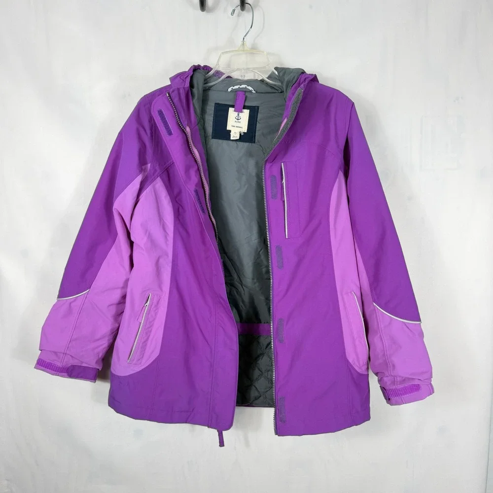Lands' End Squall Jacket Kids XL 16 Purple Waterproof Hooded Parka